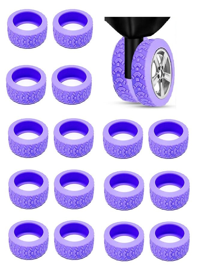 FABULWAY FABWAY 16PCS Luggage Wheel Protector Covers, Upgraded Suitcase Caster Silicone Covers for Most Luggage Wheels (Purple) - Image 1